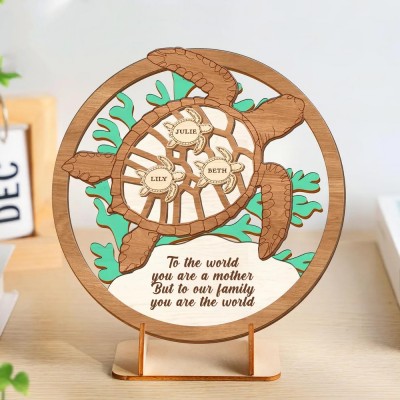Personalized Sea Turtle Wood Sign Gift for Mom or Grandma