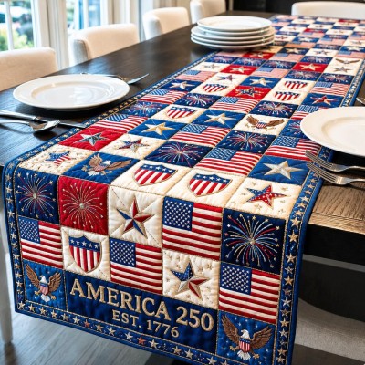 America 250 Patriotic Table Runner Decor for Independence Day Summer Celebrations