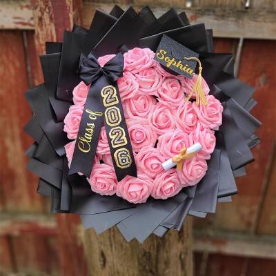 Glitter Roses Graduation Bouquet: Personalized Class of 2026 Gift