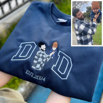 Custom Embroidered Dad Sweatshirt with Photo Father's Day Gift for Dad