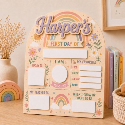 Personalized First Day of School Sign Reusable Back to School Sign Kit Gift for Kid