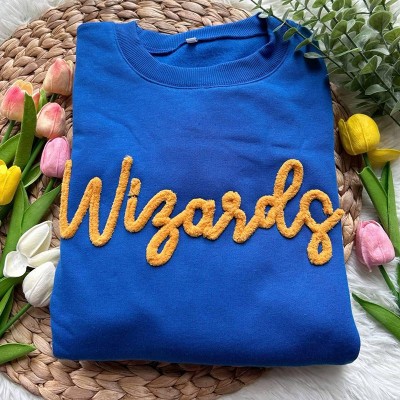 Personalized Chenille Yarn Embroidered Sports Team Sweatshirt