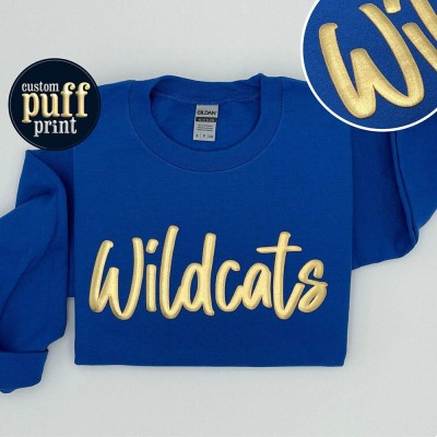 Custom Puff Print Team Name Sweatshirt School Spirit Sweatshirt Gift for Christmas Gift Idea