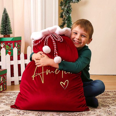 Personalized Large Santa Sack Christmas Gift Bag Holiday Gift Bags with Name