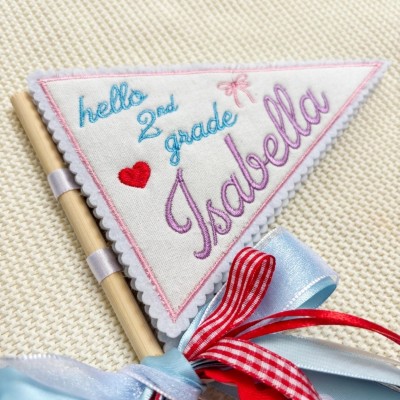 Personalized First Day of School Pennant Flag Custom Name Photo Prop for Kids Back to School Gift