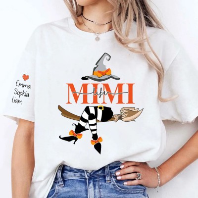 Custom Halloween MIM Witch Shirt Sweatshirt Hoodie With Name On Sleeve Gift for Halloween