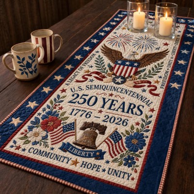 America 250 Patriotic Table Runner Decor for Independence Day Summer Celebrations