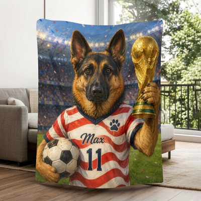 Personalized Soccer Pet Blanket with Names World Cup Gifts for Sports Fans