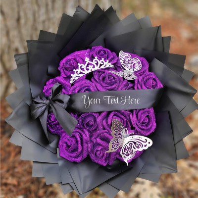 Glitter Roses Graduation Bouquet: Personalized Class of 2026 Gift