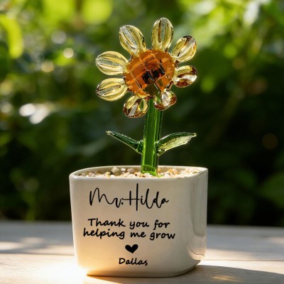 Custom Stained Glass Flower Pot Perfect Teacher Appreciation Gift