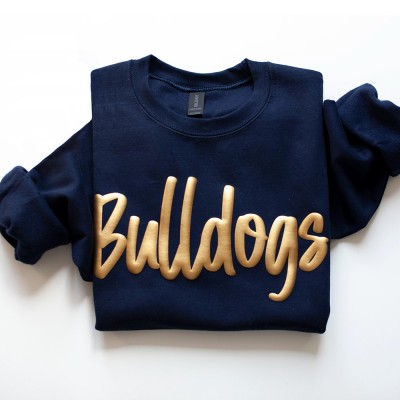 Custom Puff Print Team Name Sweatshirt School Spirit Sweatshirt Gift for Christmas Gift Idea