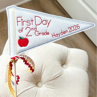 Personalized First Day of School Pennant Flag Custom Name Photo Prop for Kids Back to School Gift