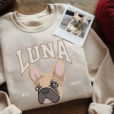 Custom Pet Face Embroidered Sweatshirt Gift for Pet Lovers