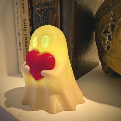 Ghost Holding A Heart Lantern With LED Tea light Cozy Fantasy Book Nook Decor Gift for Book Lovers