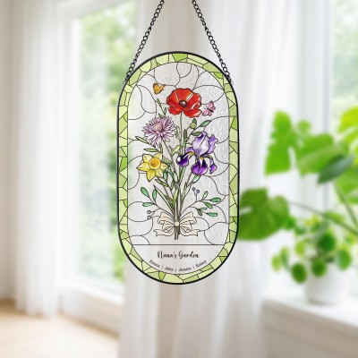 Personalized Birth Flower Suncatcher Keepsake Gifts for Grandma Mom Mother's Day Gift