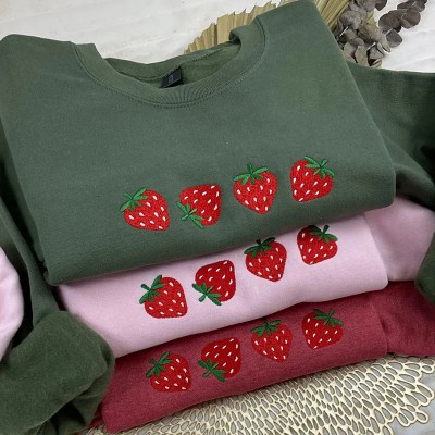 Strawberry Embroidered Sweatshirt Strawberry Lover Gift Gardener Gifts