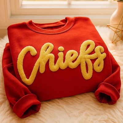 Personalized Chenille Yarn Embroidered Sports Team Sweatshirt