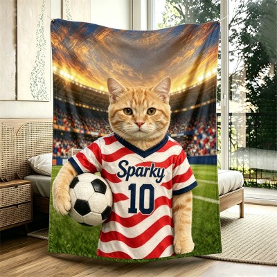 Personalized Soccer Pet Blanket with Names World Cup Gifts for Sports Fans