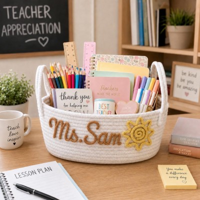 Personalized Teacher Gift Basket with Name– Back to School & Teacher Appreciation Gift