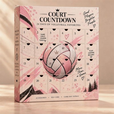 Pink Volleyball Advent Calendar 24 Day Christmas Gift for Volleyball Girls