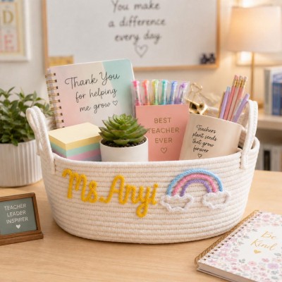 Personalized Teacher Gift Basket with Name– Back to School & Teacher Appreciation Gift