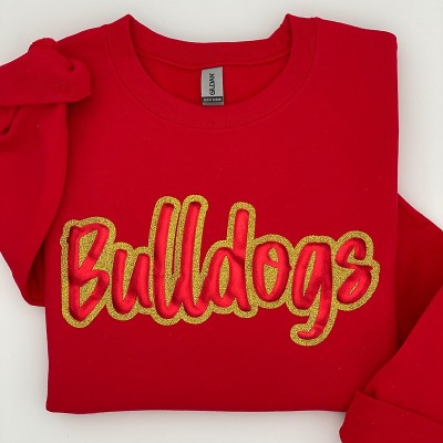 Custom Two Tone Puff Print Team Name Glitter Sweatshirt School Spirit Sweatshirt Gift for Christmas Gift Idea