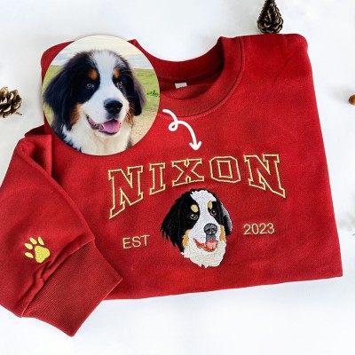 Custom Pet Face Embroidered Sweatshirt Gift for Pet Lovers