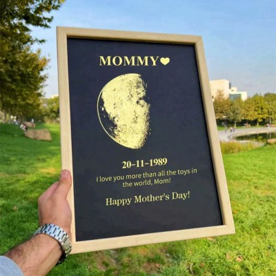 Personalized Wooden Moon Phase Frame Mothers Day Gift