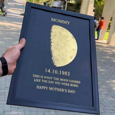 Personalized Wooden Moon Phase Frame Mothers Day Gift