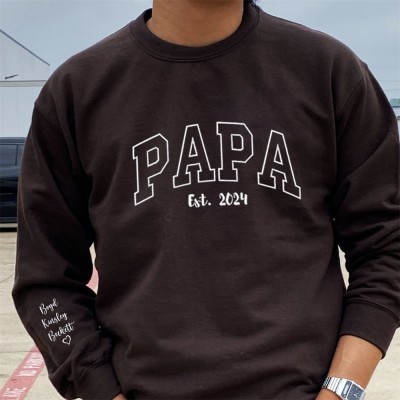 Personalized PAPA Hoodie with Kids Names Father's Day Gift