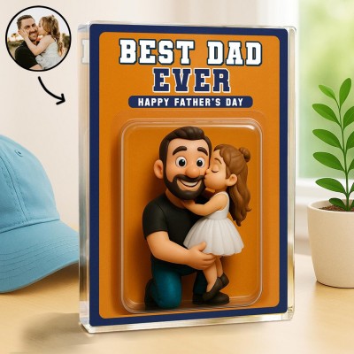 Personalized Photo Dad And Kids Action Figure Acrylic Block Plaque Father's Day Gift