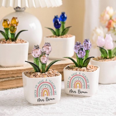 Custom Stained Glass Flower Pot Perfect Teacher Appreciation Gift