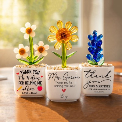 Custom Stained Glass Flower Pot Perfect Teacher Appreciation Gift