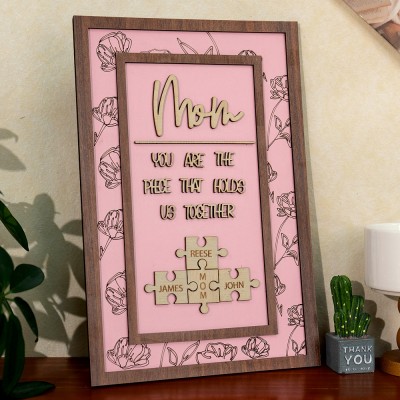 Mom You Are The Piece That Holds Us Together Personalized Mom Puzzle Piece Sign