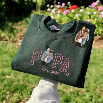 Custom Embroidered Dad Sweatshirt with Photo Father's Day Gift for Dad