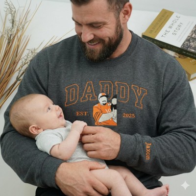 Custom Embroidered Dad Sweatshirt with Photo Father's Day Gift for Dad