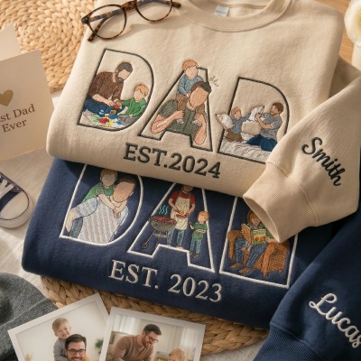 Custom Embroidered Dad Sweatshirt with Photo Father's Day Gift for Dad