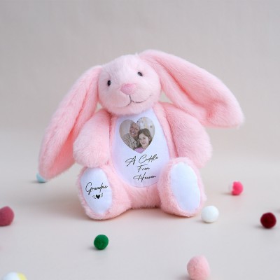 Personalized Memorial Bunny with Photo - Remembrance Keepsake