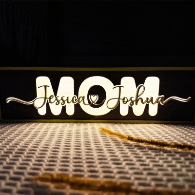 Personalized Mom Night Light With Kids Name Keepsake Gifts For Mom Grandma