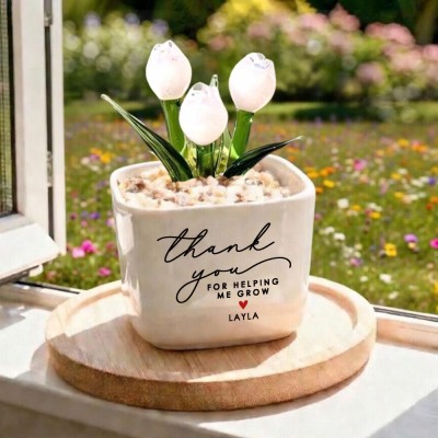 Custom Stained Glass Flower Pot Perfect Teacher Appreciation Gift
