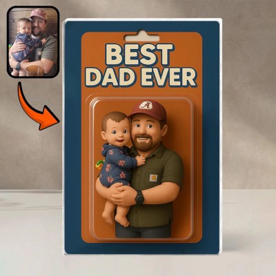 Personalized Photo Dad And Kids Action Figure Acrylic Block Plaque Father's Day Gift