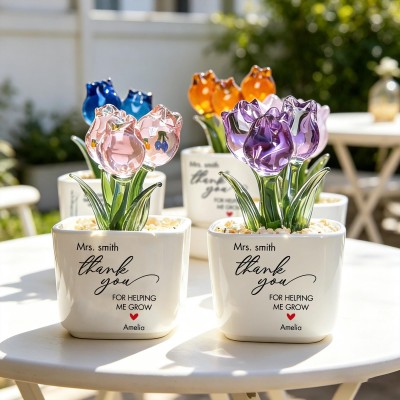 Custom Stained Glass Flower Pot Perfect Teacher Appreciation Gift
