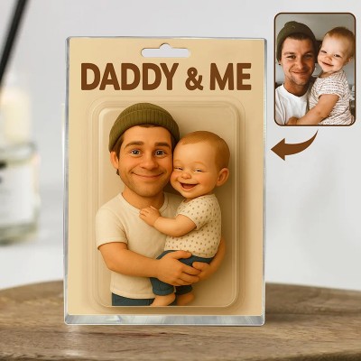 Personalized Dad And Kids Photo Action Figure Acrylic Block