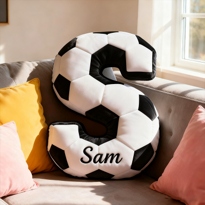 Personalized Soccer Ball Letter Pillow with Custom Names Unique Gifts for Sports Fans Christmas Gift Ideas