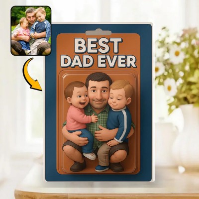 Personalized Photo Dad And Kids Action Figure Acrylic Block Plaque Father's Day Gift
