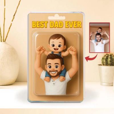 Personalized Photo Dad And Kids Action Figure Acrylic Block Plaque Father's Day Gift