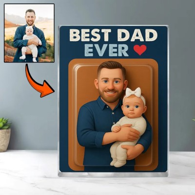 Personalized Photo Dad And Kids Action Figure Acrylic Block Plaque Father's Day Gift