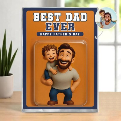 Personalized Photo Dad And Kids Action Figure Acrylic Block Plaque Father's Day Gift