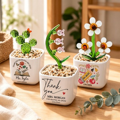 Custom Stained Glass Flower Pot Perfect Teacher Appreciation Gift